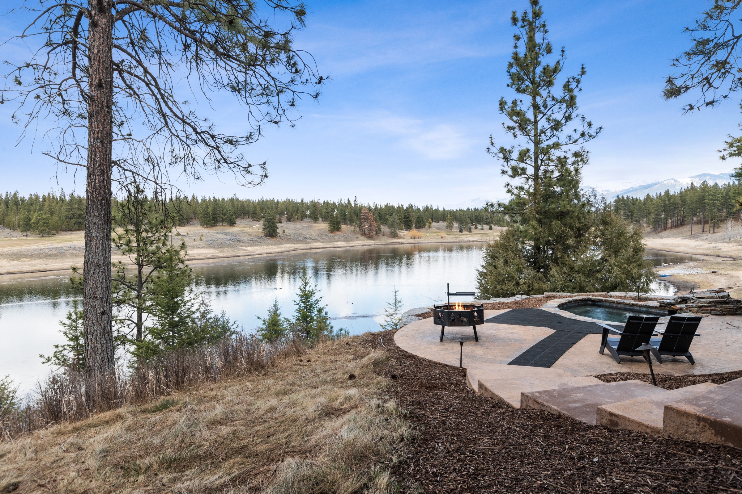 Lakefront patio at Henry in Eureka, Montana